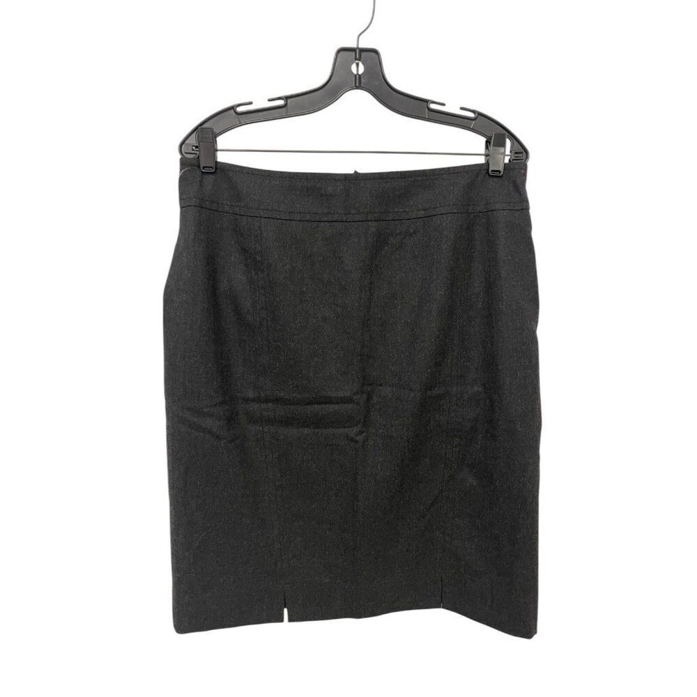 Akris Punto Womens Pencil Straight Skirt Sz 12 Charcoal Gray Wool Lined Knee